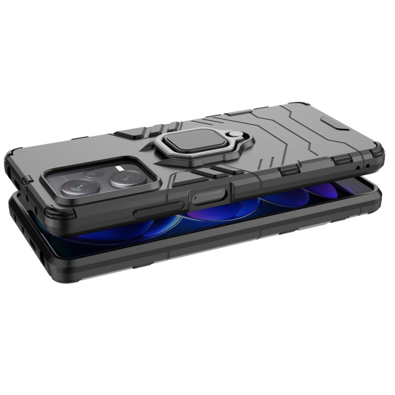 Šarvuotas dėklas Xiaomi Redmi Note 12 Pro+ Ring Armor magnetiniam laikikliui, juodas