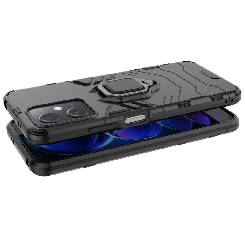 Šarvuotas dėklo dangtelis, skirtas Xiaomi Redmi Note 12 5G / Poco X5 5G žiedinio šarvų magnetinis laikiklis juodas