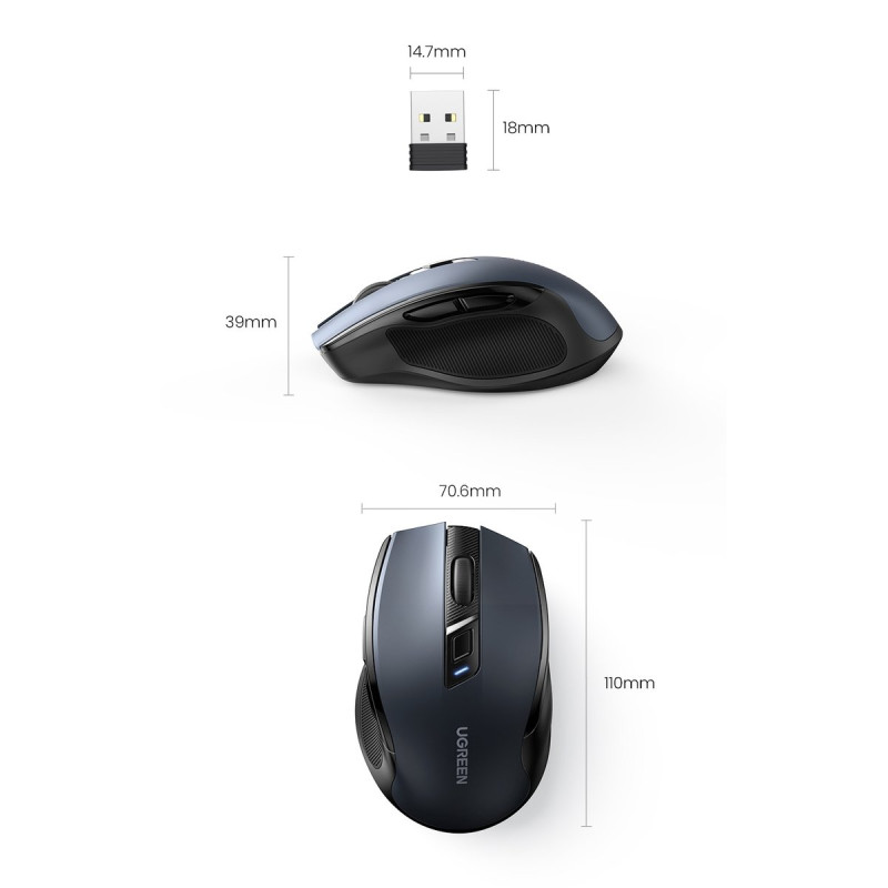 Optinė pelė belaidė pelė USB 2.4GHz / Bluetooth 5.0 4000 DPI juoda