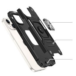 
Šarvuotas dėklas su pirštų laikikliu iPhone 15 Ring Armor, raudonas
