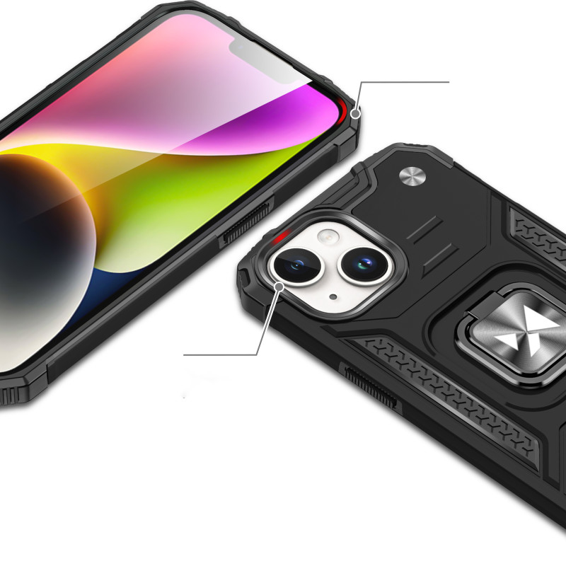 
Šarvuotas dėklas su pirštų laikikliu iPhone 15 Plus Ring Armor, rožinis auksas
