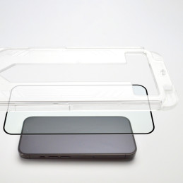 
9H grūdintas stiklas skirtas iPhone 15 Pro Premium Glass ekranui su tvirtinimo rėmeliu, juodas
