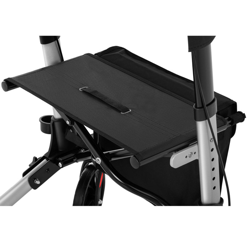 Keturių ratų sulankstoma vaikštynė senjorams su sėdyne ir krepšiu iki 136kg - sidabrinė