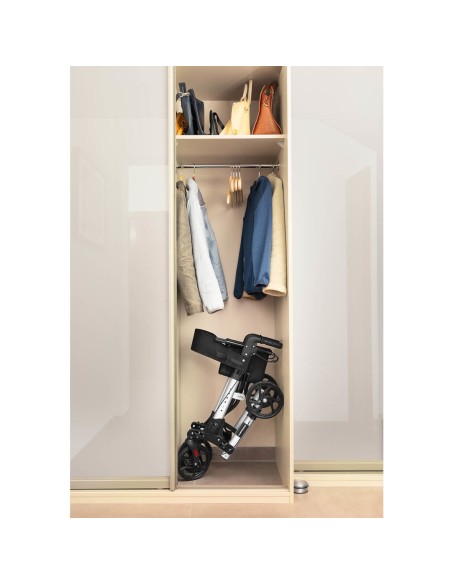 Keturių ratų sulankstoma vaikštynė senjorams su sėdyne ir krepšiu iki 136kg - sidabrinė