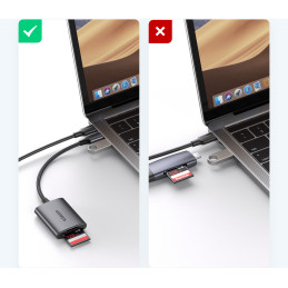 
SD microSD MMC TF USB-C 5Gb/ s kortelių skaitytuvas – pilkas
