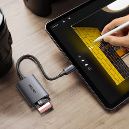 
SD microSD MMC TF USB-C 5Gb/ s kortelių skaitytuvas – pilkas
