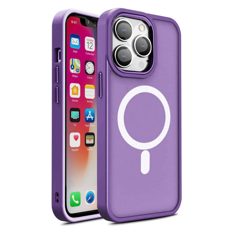 
Magnetinis dėklas su MagSafe, skirtas iPhone 15 Pro Max, purpurinės virvelės skylės
