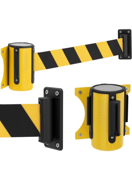 Metalinė sieninė kasetė su 2 m geltonai juoda įspėjamąja juosta