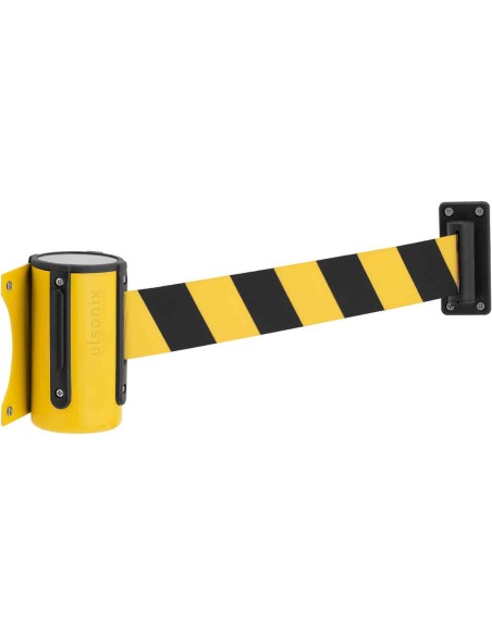 Metalinė sieninė kasetė su 2 m geltonai juoda įspėjamąja juosta