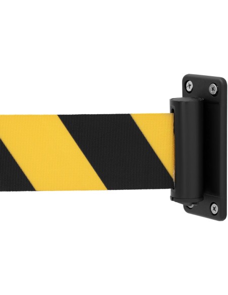 Metalinė sieninė kasetė su 2 m geltonai juoda įspėjamąja juosta