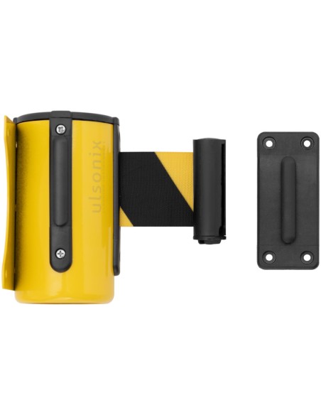 Metalinė sieninė kasetė su 2 m geltonai juoda įspėjamąja juosta
