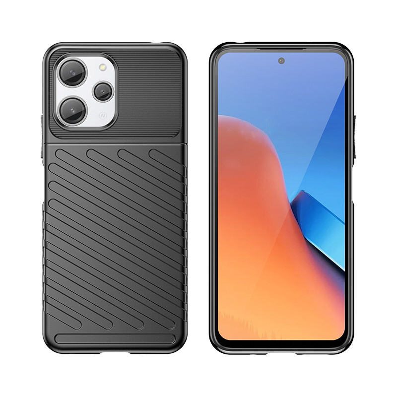 Šarvuotas lankstus dėklo dangtelis Xiaomi Redmi 12 Thunder Case, juodas