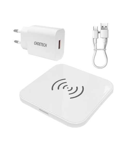 Qi belaidis pakrovėjas telefono ausinės EU pakrovėjas USB laidas - microUSB 1.2m SET baltas