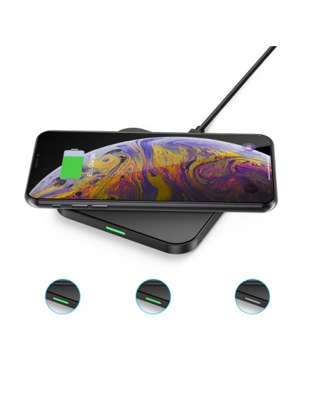 Qi belaidis pakrovėjas telefono ausinės EU pakrovėjas USB laidas - microUSB 1.2m SET baltas