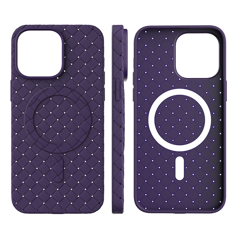 Pintas dėklas, skirtas iPhone 15 Pro su MagSafe Woven Case, violetinė