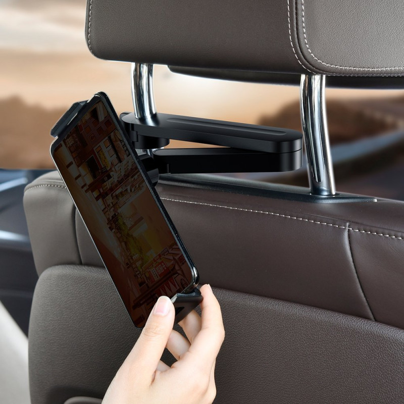 Išmaniojo telefono planšetės laikiklis 4,7'' - 12,3'' automobilio galvos atramai juoda