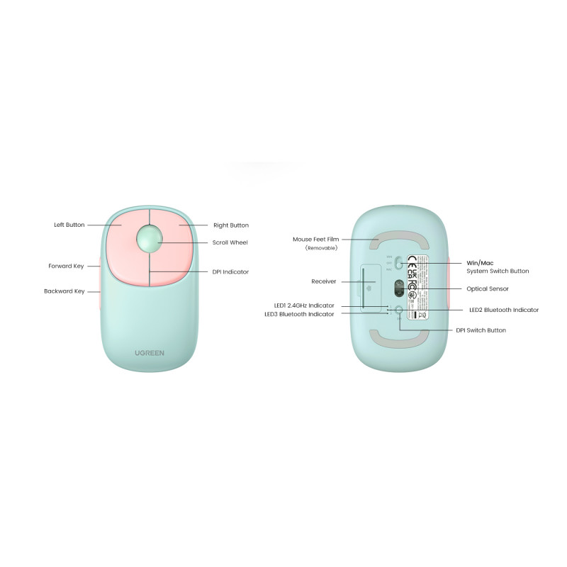 Belaidė kompiuterio pelė MU102 FUN+ Bluetooth 2,4 GHz, rožinė