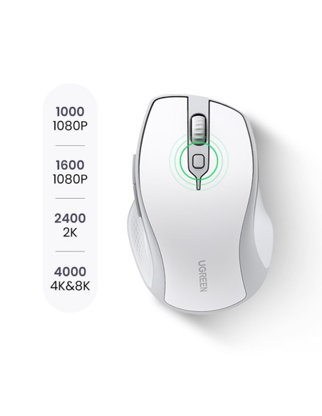 
Ergonomiška belaidė kompiuterio pelė MU101 Bluetooth 2.4 GHz, balta
