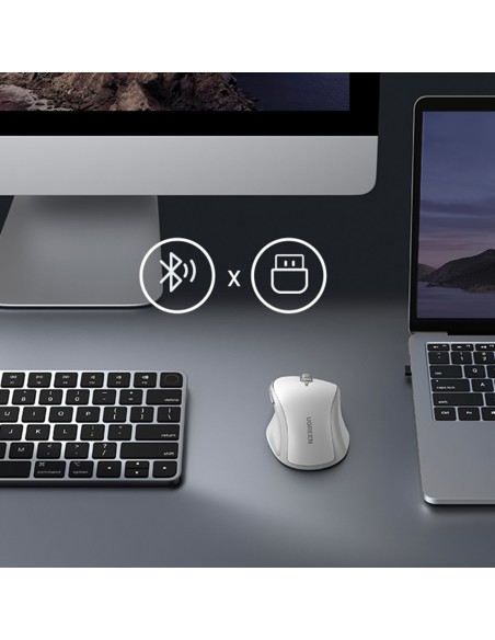 
Ergonomiška belaidė kompiuterio pelė MU101 Bluetooth 2.4 GHz, balta
