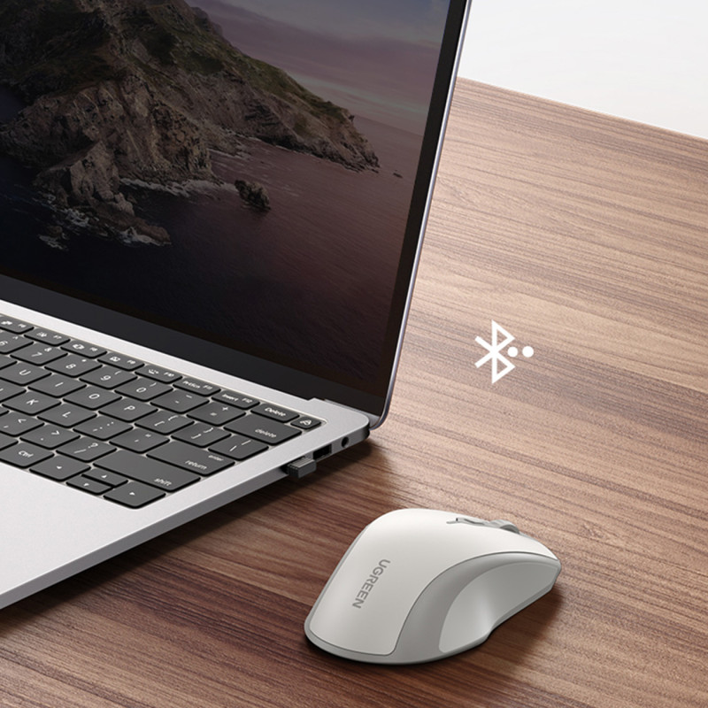 
Ergonomiška belaidė kompiuterio pelė MU101 Bluetooth 2.4 GHz, balta
