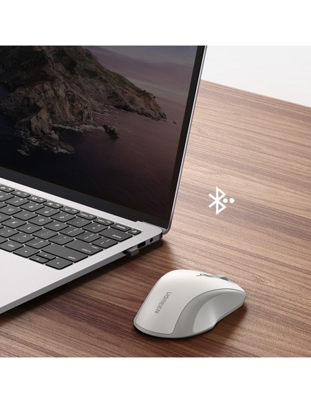 
Ergonomiška belaidė kompiuterio pelė MU101 Bluetooth 2.4 GHz, balta
