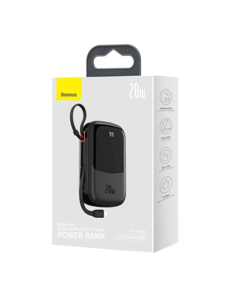 Greito įkrovimo maitinimo blokas 20000mAh 20W QC-PD-SCP-FCP kabelis iPhone Lightning Black