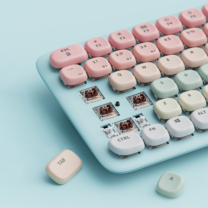 KU101 Bluetooth USB-C belaidė klaviatūra su apšvietimu, rožinė
