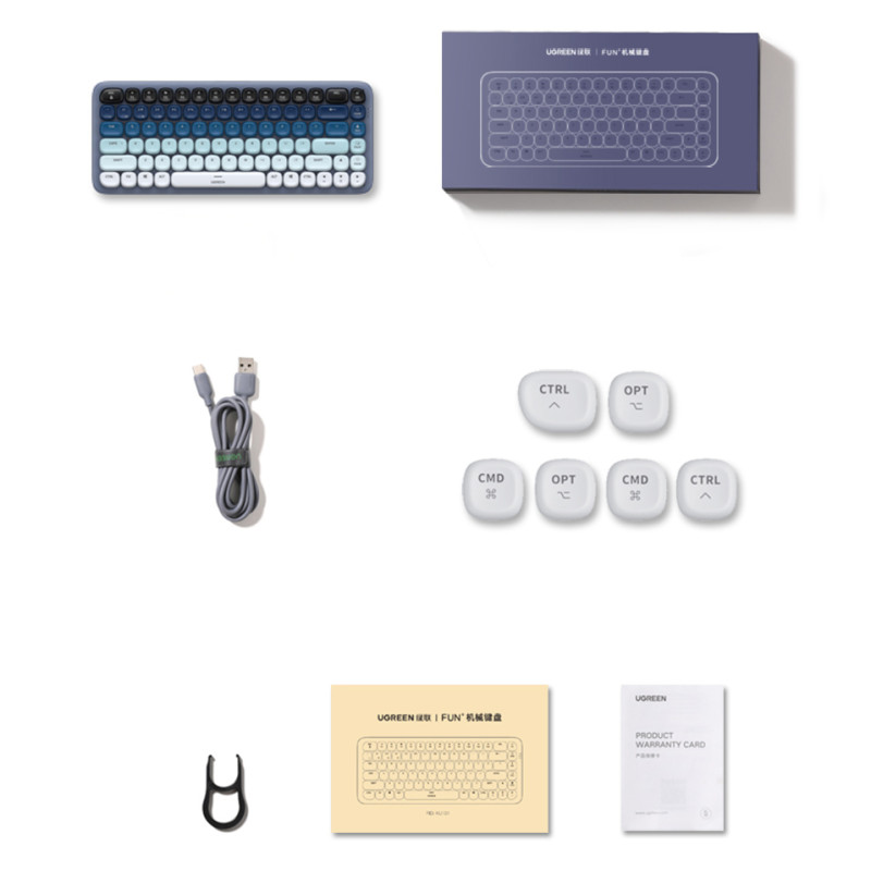 Belaidė klaviatūra su apšvietimu KU101 Bluetooth USB-C mėlyna