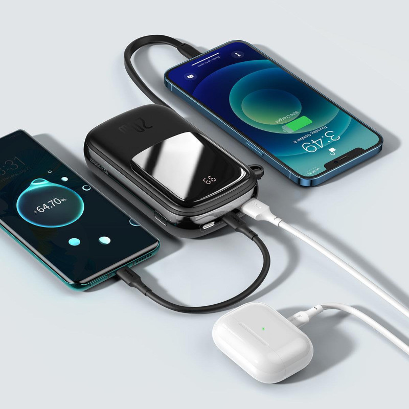 Greito įkrovimo maitinimo blokas 20000mAh 20W QC-PD-SCP-FCP kabelis iPhone Lightning Black