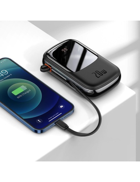 Greito įkrovimo maitinimo blokas 20000mAh 20W QC-PD-SCP-FCP kabelis iPhone Lightning Black