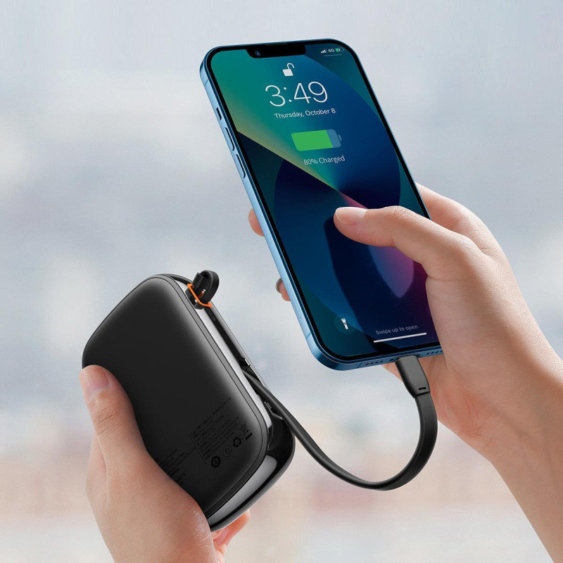 Greito įkrovimo maitinimo blokas 20000mAh 20W QC-PD-SCP-FCP kabelis iPhone Lightning Black