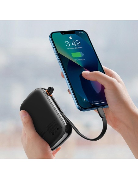 Greito įkrovimo maitinimo blokas 20000mAh 20W QC-PD-SCP-FCP kabelis iPhone Lightning Black