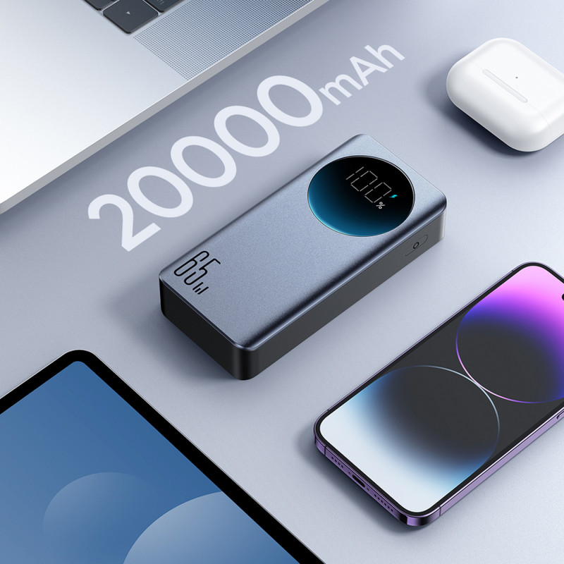 Skaitmeninis maitinimo blokas 20000mAH 65W 3A USB USB-C juodas