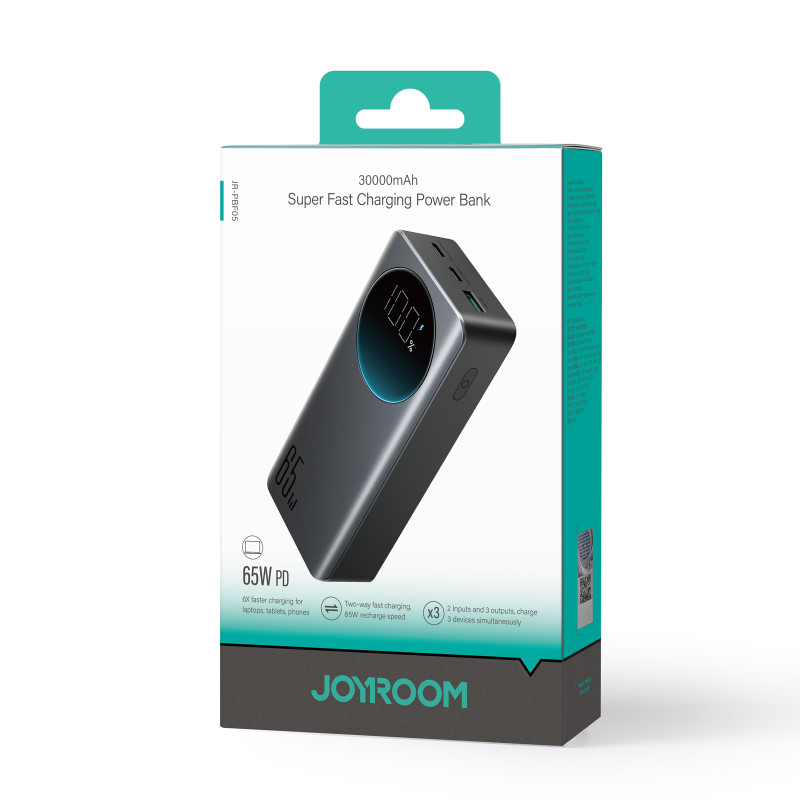 Skaitmeninis maitinimo blokas 30000mAH 65W 3A USB USB-C juodas