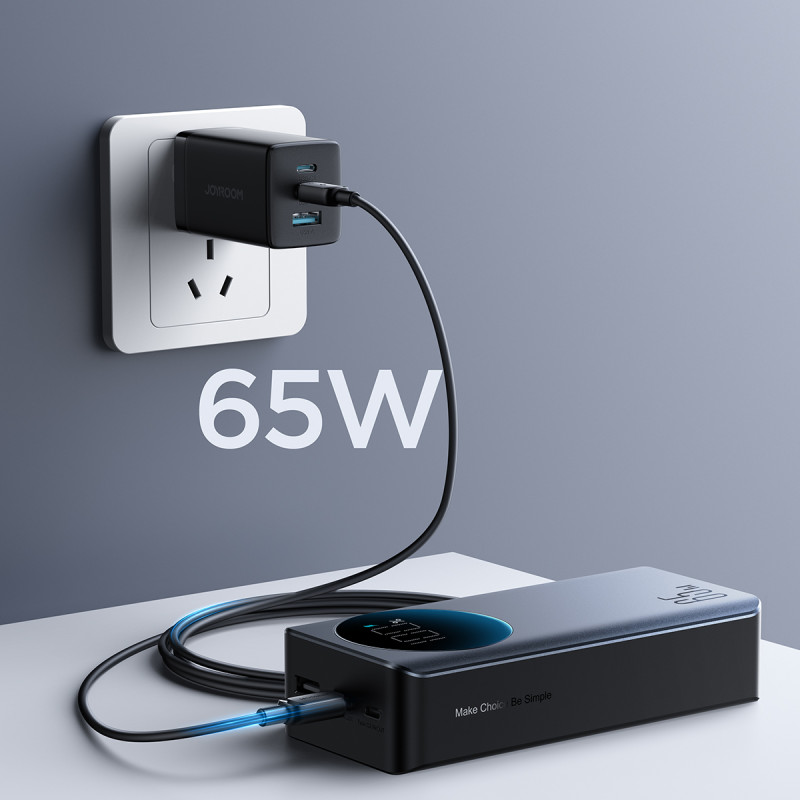 Skaitmeninis maitinimo blokas 30000mAH 65W 3A USB USB-C juodas
