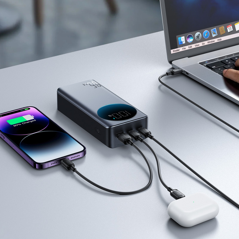 Skaitmeninis maitinimo blokas 30000mAH 65W 3A USB USB-C juodas