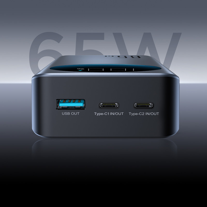Skaitmeninis maitinimo blokas 30000mAH 65W 3A USB USB-C juodas