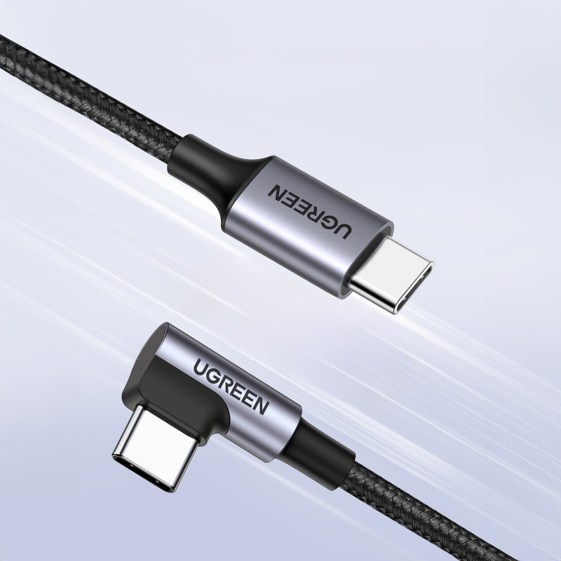 Pintas kampinis USB-C laidas 480 Mb/ s 0,5 m juodos ir pilkos spalvos