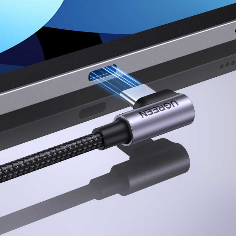 Pintas kampinis USB-C laidas 480 Mb/ s 0,5 m juodos ir pilkos spalvos