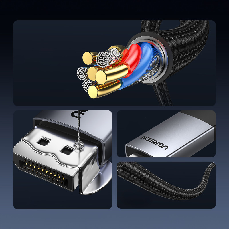 Pintas DisplayPort – HDMI 4K 60Hz laidas, 2m, pilkas