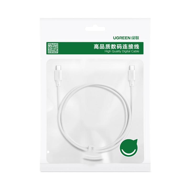 USB-C PD QC kabelis 100W 5A 480Mb/ s 1m baltas