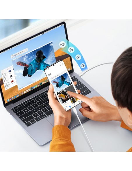 
USB-C PD QC kabelis 100W 5A 480Mb/ s 2m baltas
