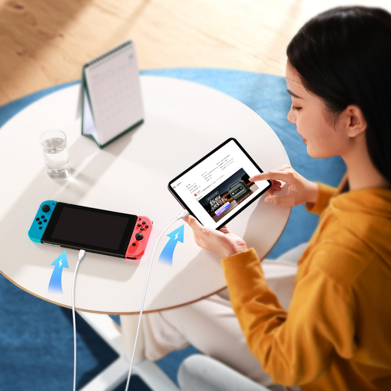 
USB-C PD QC kabelis 100W 5A 480Mb/ s 2m baltas
