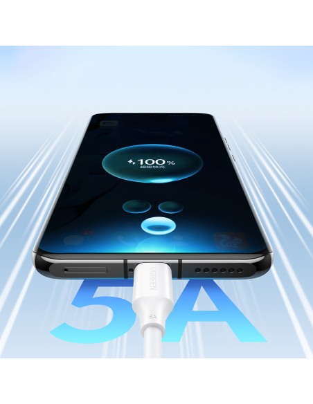 
USB-C PD QC kabelis 100W 5A 480Mb/ s 2m baltas
