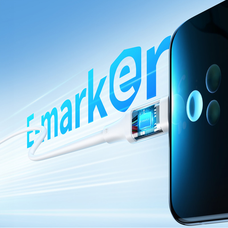 
USB-C PD QC kabelis 100W 5A 480Mb/ s 2m baltas
