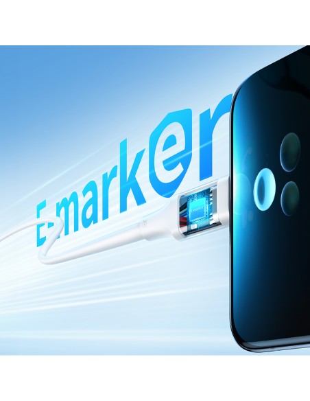 
USB-C PD QC kabelis 100W 5A 480Mb/ s 2m baltas
