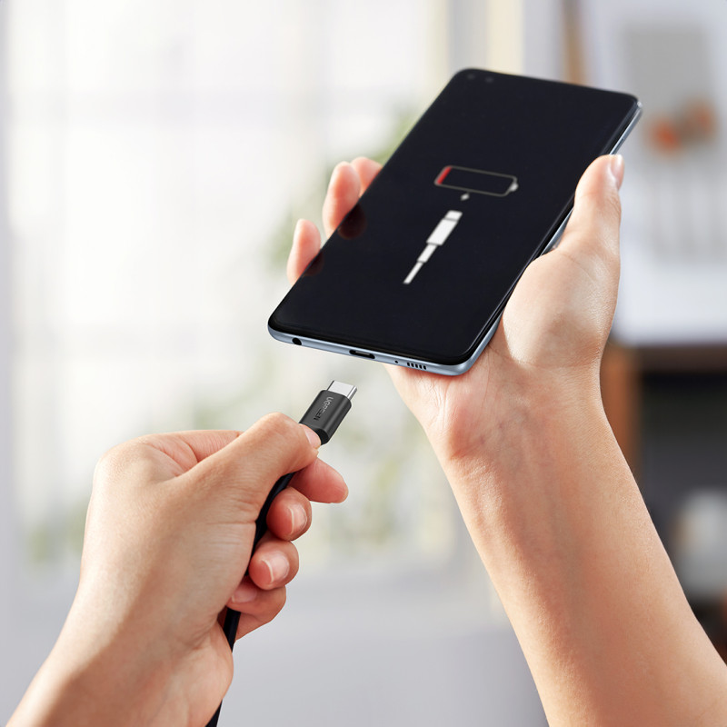 
USB-C PD QC kabelis 100W 5A 480Mb/ s 1,5m juodas
