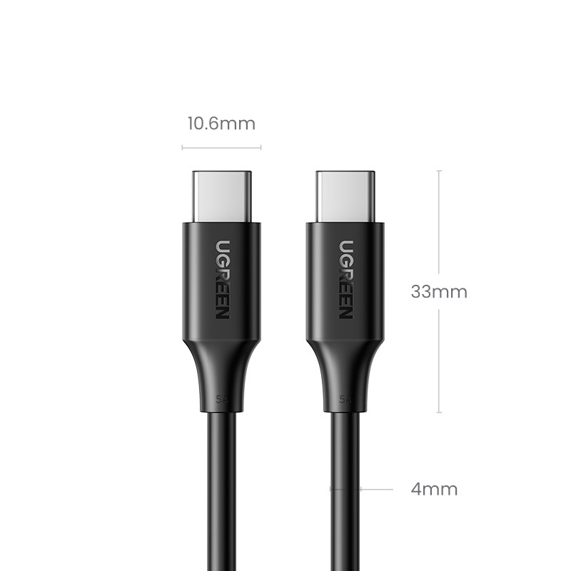 
USB-C PD QC kabelis 100W 5A 480Mb/ s 1,5m juodas
