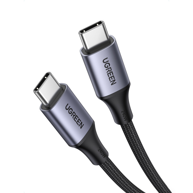 
Pintas USB-C PD laidas 240W 5A 480Mb/ s 1m juodos ir pilkos spalvos
