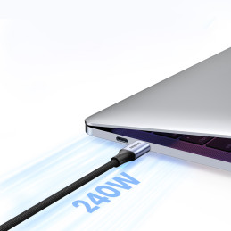 
Pintas USB-C PD laidas 240W 5A 480Mb/ s 1m juodos ir pilkos spalvos
